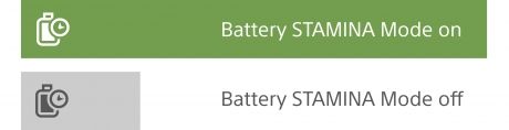 Graph showing Battery STAMINA Mode on compared to off
