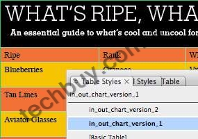 Tables screenshot