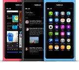 Nokia N9 smartphone with three easy home views