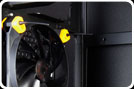 Rear 120 mm TrueQuiet fan with preinstalled silicone grommets and 2-speed switch