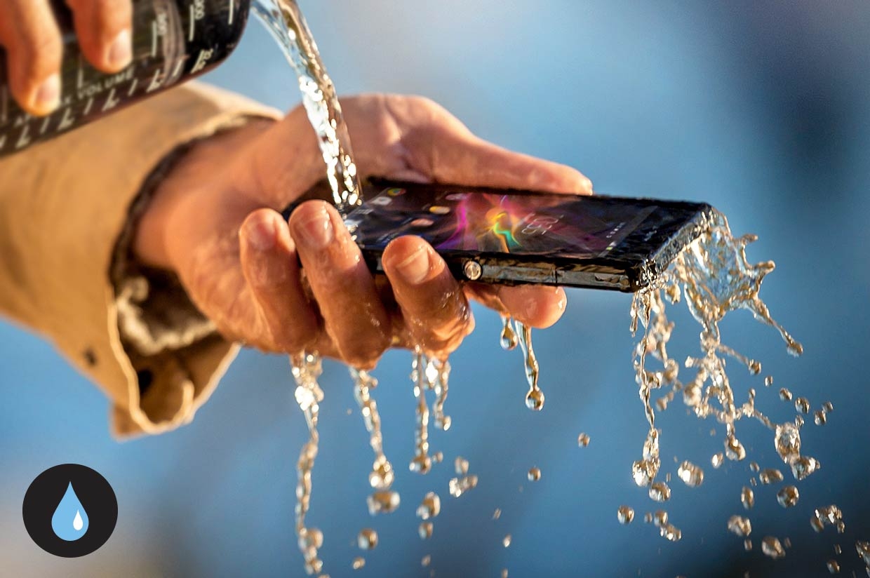 Water-resistant and dust-resistant, the Xperia Z smartphone from Sony is tough and sleek.