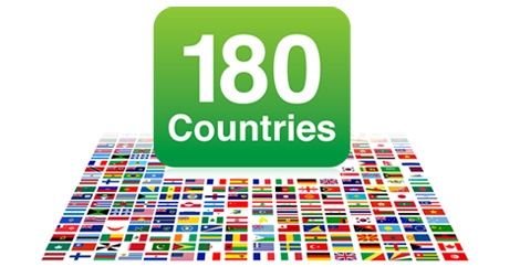 180 Countries compatible