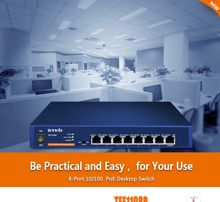 TEF1108P 8-Port 10/100 PoE Desktop Switch