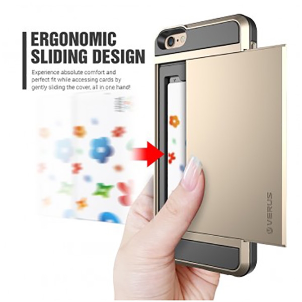 Verus iPhone 6 Plus (Cards Slot) Case Damda Slide Series (Gold) 
