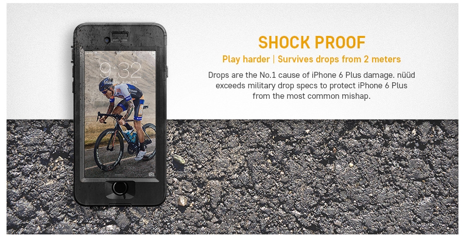 SHOCKPROOF - Live Longer | Survives drops from 2 m - In the heat of the moment, it’s hard to hold fast to your phone. But when it takes a tumble, nüüd takes the abuse in stride.