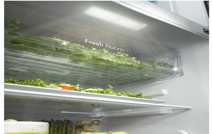 LED lighting illuminates the refrigerator and freezer