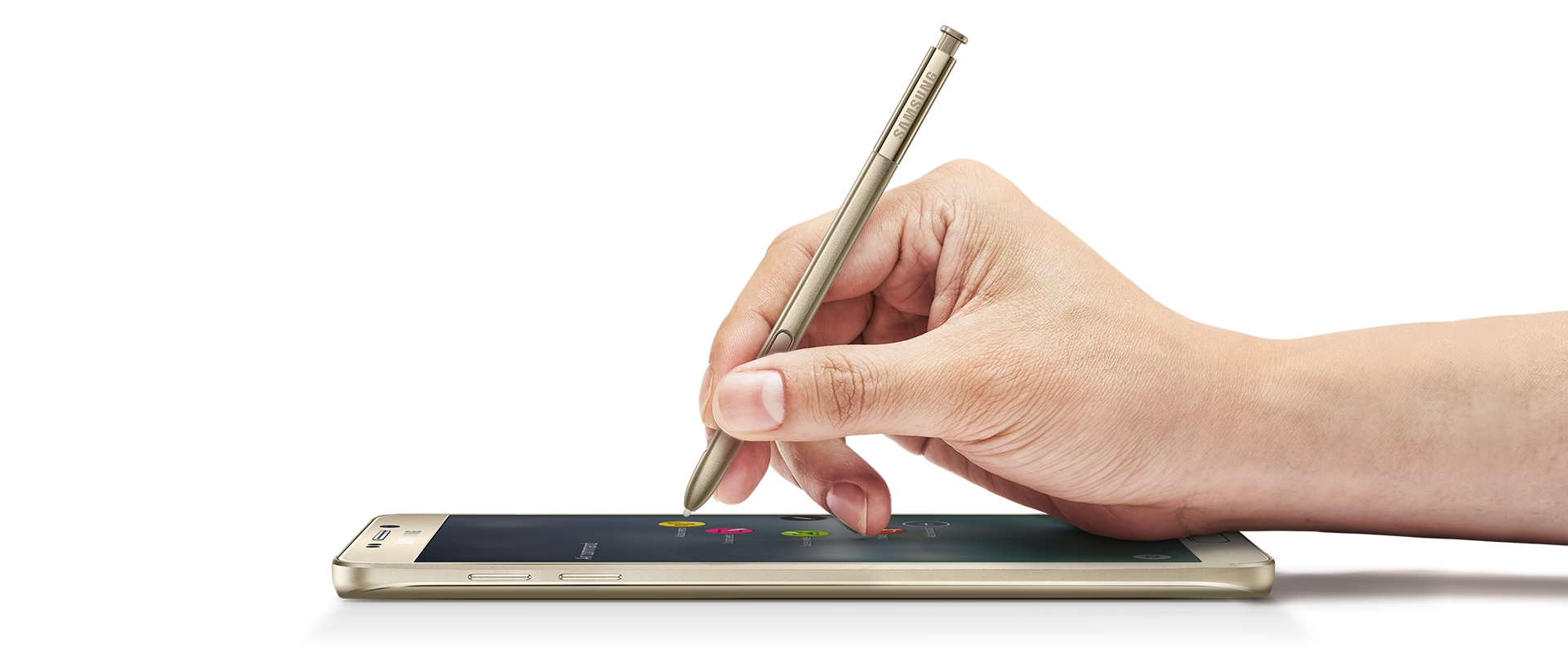 Gold platinum Galaxy Note5 and S Pen