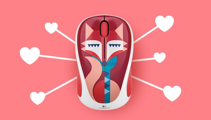 Fox mouse with hearts