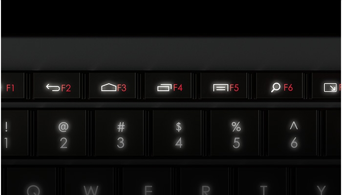 Close up of illuminated function keys