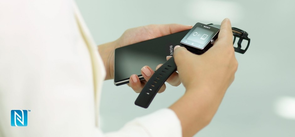 Pair your SmartWatch 2 with your NFC-enabled smartphone by touching one device to the other.