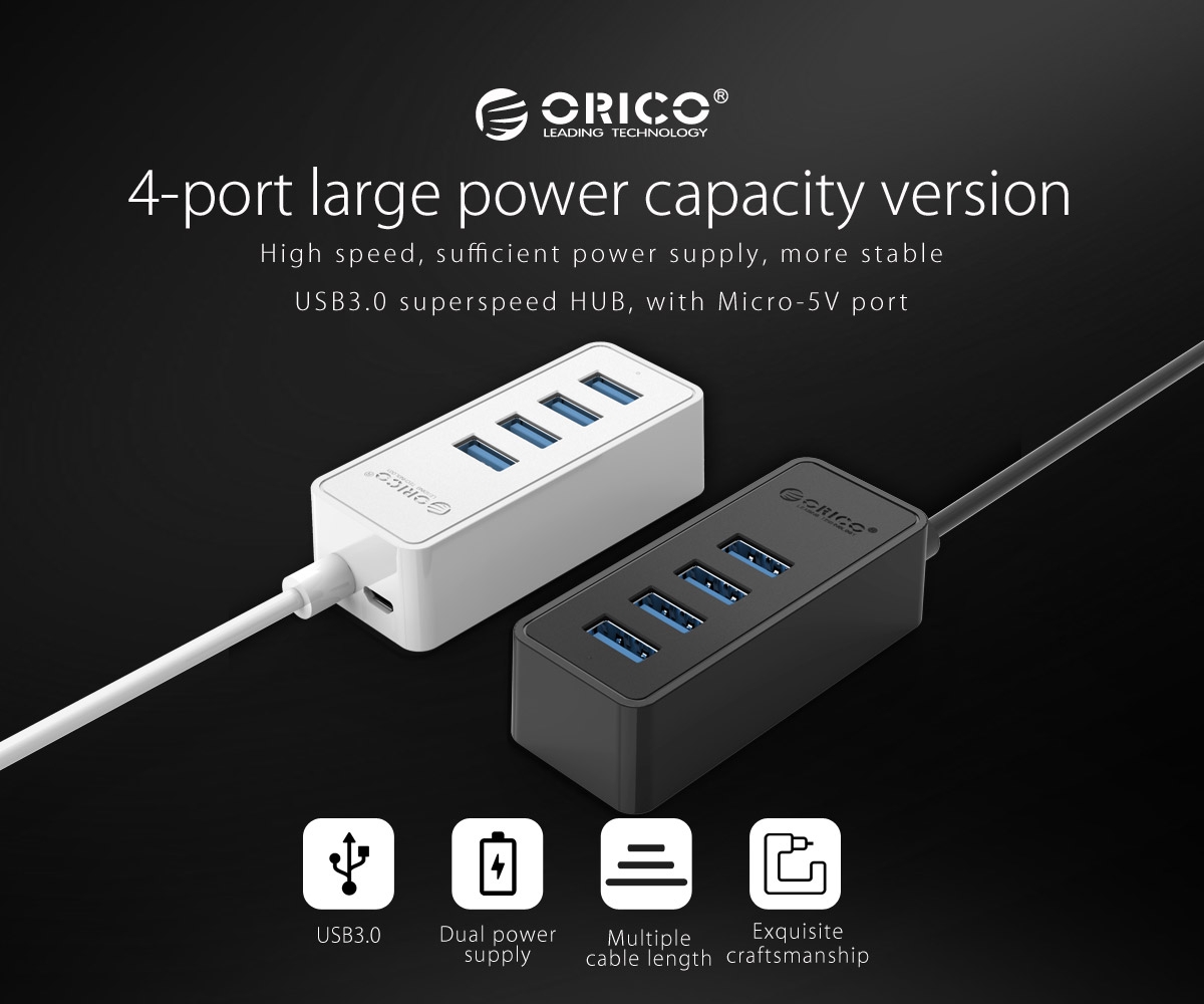 USB3.0 4-port superspeed HUB with large power capacity