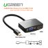 U Green Mini-Display Port To HDMI & VGA Dual Converter Premium ABS Case - Black