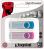 Kingston 4GB Datatraveler 101 - Swivel Connector Cover, USB2.0 - Pink + Cyan - Twin Pack