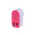 Laser PW-USB48C-PNK Dual USB AC Charger with Lightning Cable - Pink