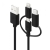 Alogic 3-in-1 Charge & Sync Cable - Micro-USB/Lightning/USB-C - 1m, Black