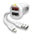 EFM Car Charger 3.4A Dual USB With MFi Lightning Cable - To Suit iPad 4, iPad Air, iPad Mini, iPhone 5/5C/5S, iPhone 6/6Plus, iPod Touch - White