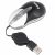 Laser Mini Optical Mouse - 3-Button, Scroll Wheel, Retractable Cord - USB