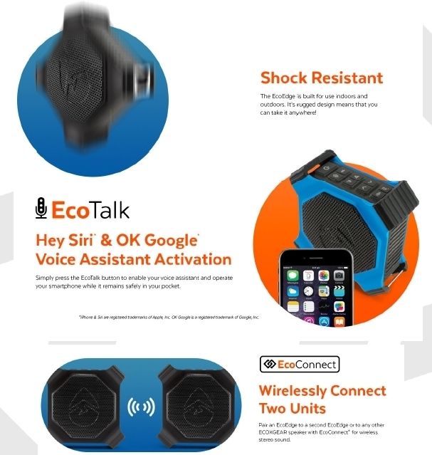 ecoedge waterproof bluetooth speaker by ecoxgear