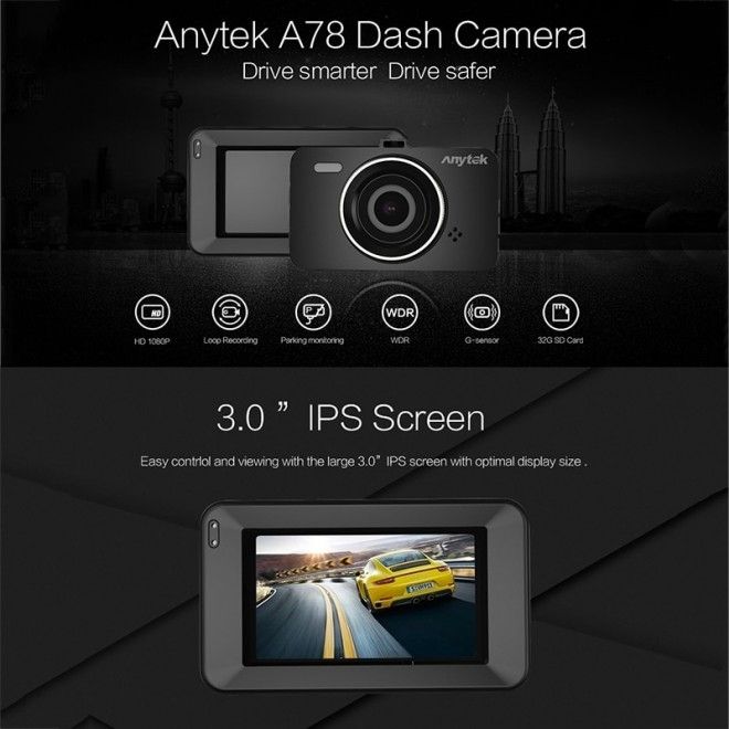 6958888900162 | Anytek A78 Car Dash Cam Full HD 1080P Car DVR 170 Degree | Techbuy Australia