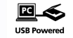 USB Powered : Less wires - One convenient cable to
your computer provides both a USB
connection and power.