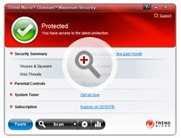 Titanium Maximum Security main console screen