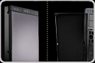 
Sleek front bezel with doublehinged door: opens up to 270