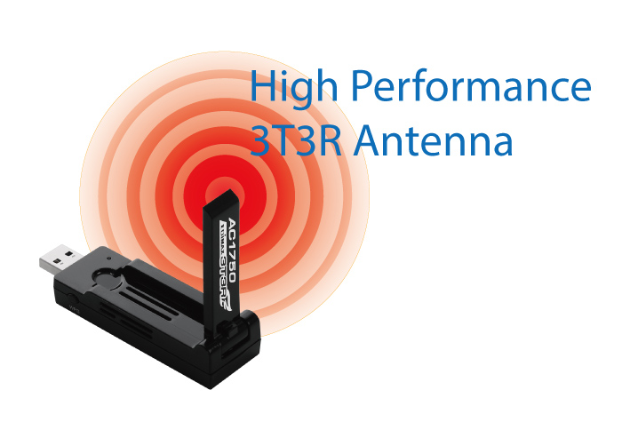 Edimax EW-7833UAC AC1750 Dual-Band Wi-Fi USB 3.0 Adapter with 180-degree Adjustable Antenna, 3T3R MIMO Technology