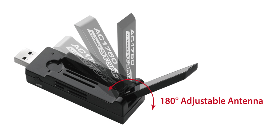 Edimax EW-7833UAC AC1750 Dual-Band Wi-Fi USB 3.0 Adapter with 180-degree Adjustable Antenna