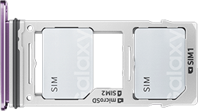 Ejected SIM tray with two SIM cards in place