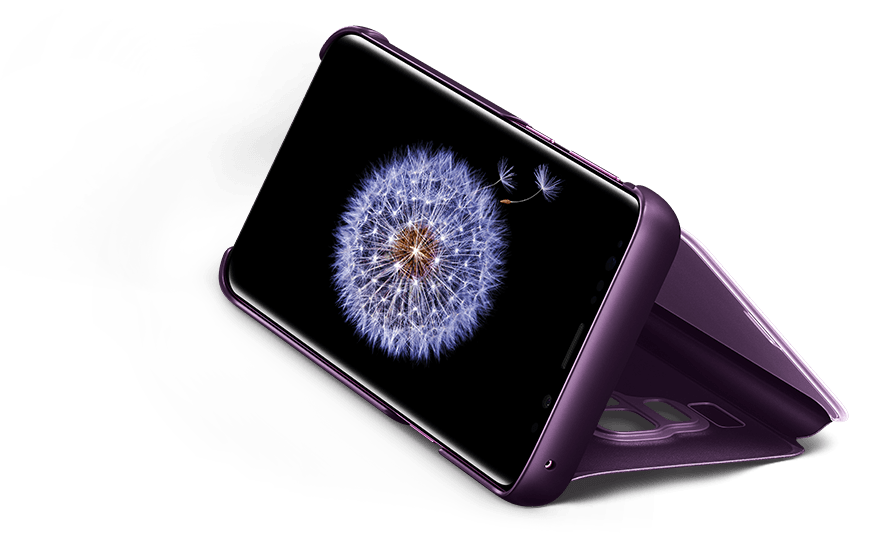 Animation of Galaxy S9 in lilac purple folding to optimal viewing angle