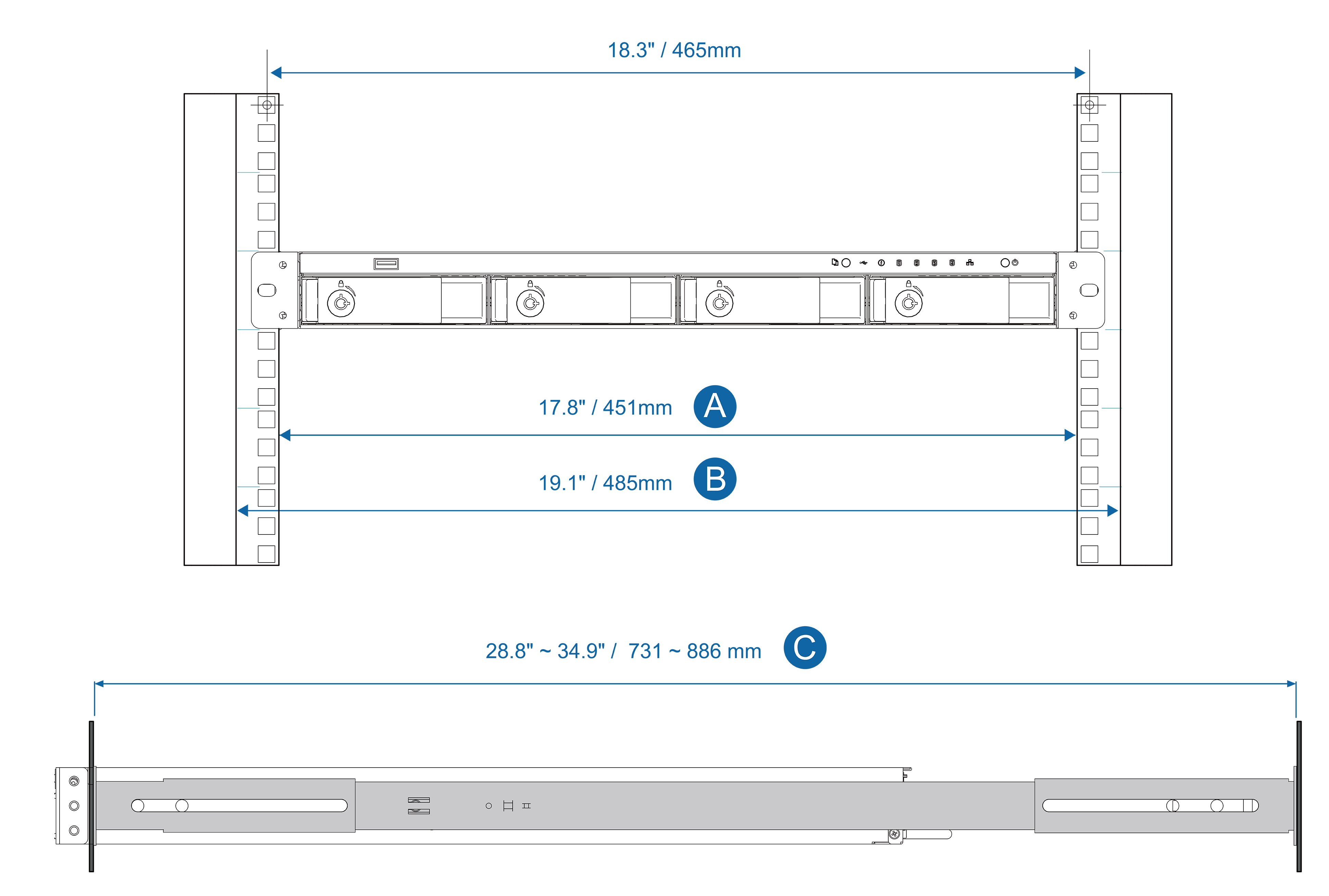 RAILC01 QNAP Systems 1U Rail Kit Techbuy Australia