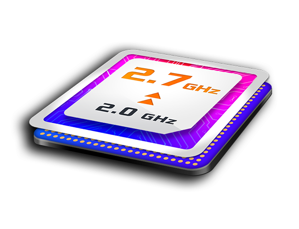 2.0Ghz Dual Core CPU Boosts to 2.7Ghz