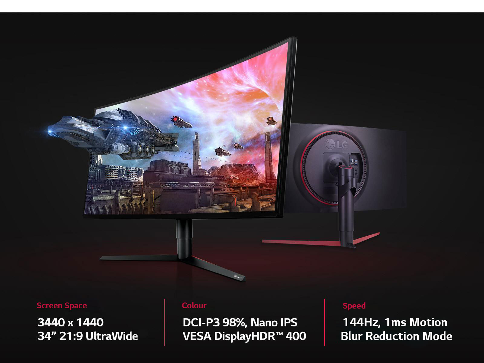 LG 34GK950FB UltraGear UltraWide Curved IPS Gaming Monitor Black