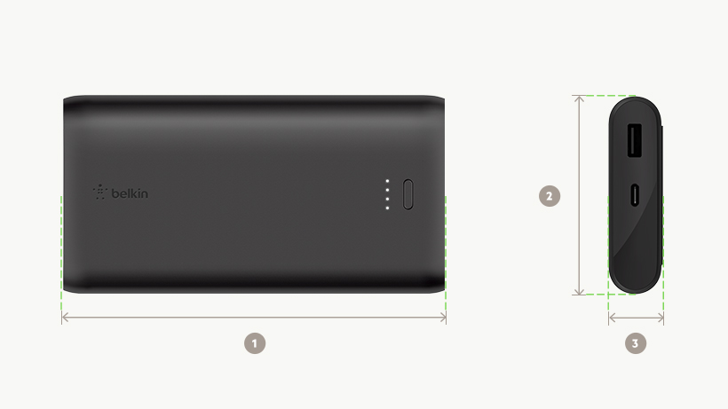 BOOSTCHARGE Power Bank dimensions diagram