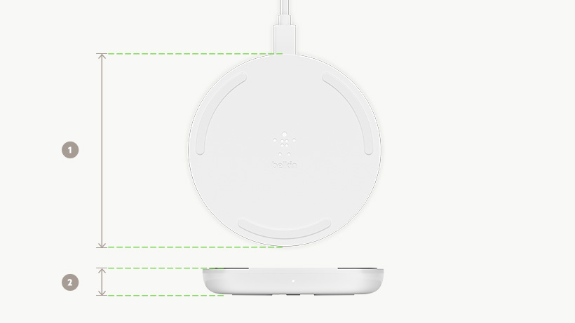 BOOSTCHARGE Wireless Charging Pad dimensions diagram