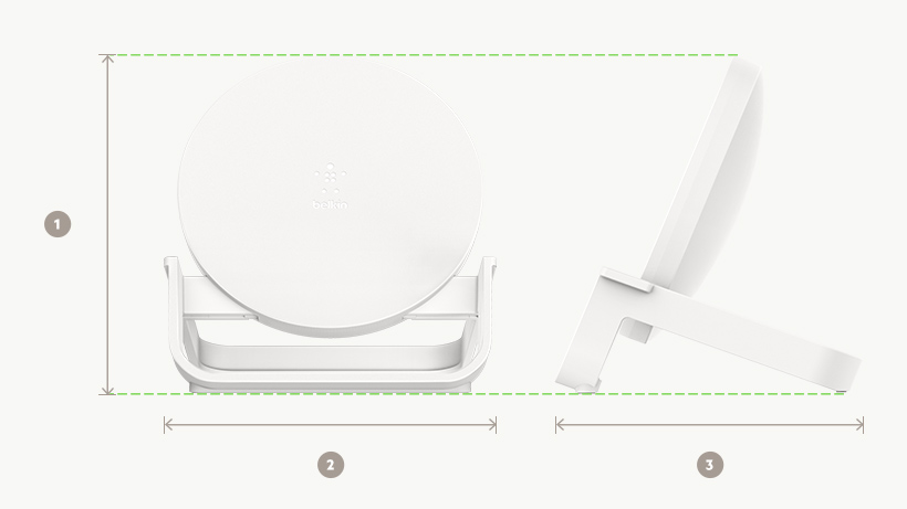 BOOSTCHARGE Wireless Charging Stand dimensions diagram
