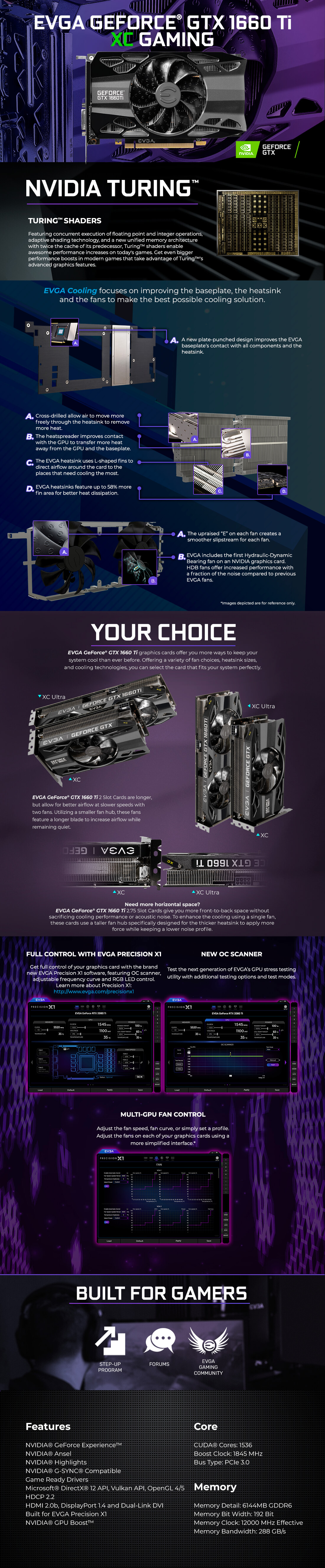 06GP41263KR EVGA Geforce GTX 1660 Ti XC Gaming Graphics Card