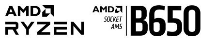 RYZEN AMD, AMD SOCKET AMS B650 logos