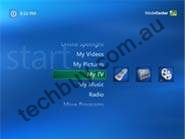 Media Center Start menu with My TV selected