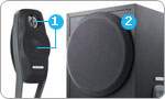 Two-way sattelite speakers and wood subwoofer