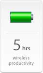 Battery life: 5 hours wireless productivity.