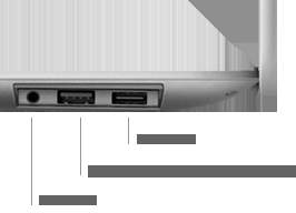 MacBook Air peripheral connections: Micro DVI, USB 2.0 port (up to 480 Mbps), Audio out.