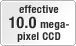 effective 10.0 mega-pixel CCD