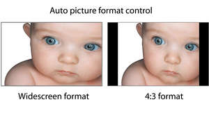 One-touch format switching between wide and 4:3 ratios