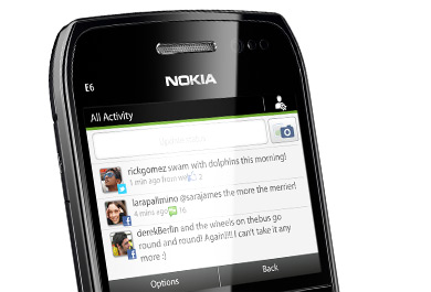 Nokia E6 smartphone with email and social networks