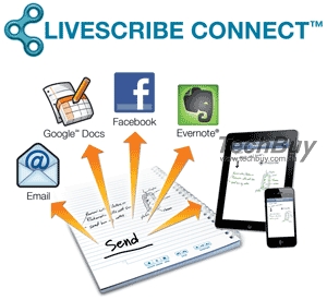 Livescribe Connect: share notes and audio from your paper to destinations like Email, Google Docs, Facebook, Evernote, or your mobile device.