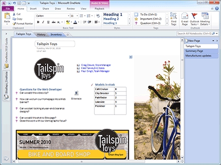 A OneNote 2010 Notebook