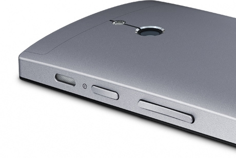 The Xperia P smartphone has a full aluminium unibody.