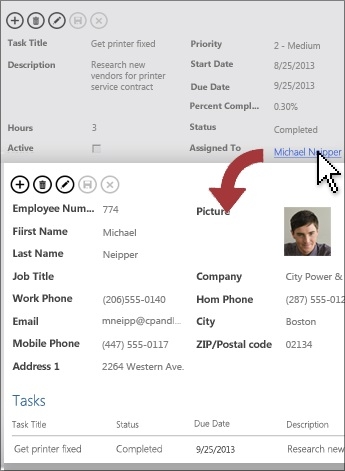 Clicking a drill-down button in a view to open a detail view.