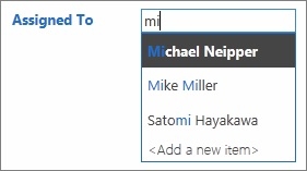 An AutoComplete Control partially filled out, showing the suggested value underneath.
